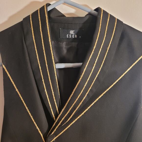 ESCA Black & Gold Glitter Uniform Style Vest Women’s Small Casino Costume Zipper - Picture 14 of 14